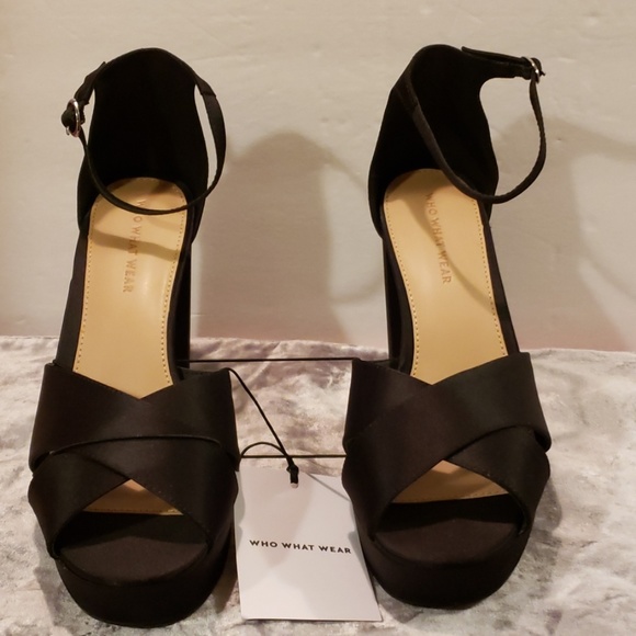 black satin platform heels